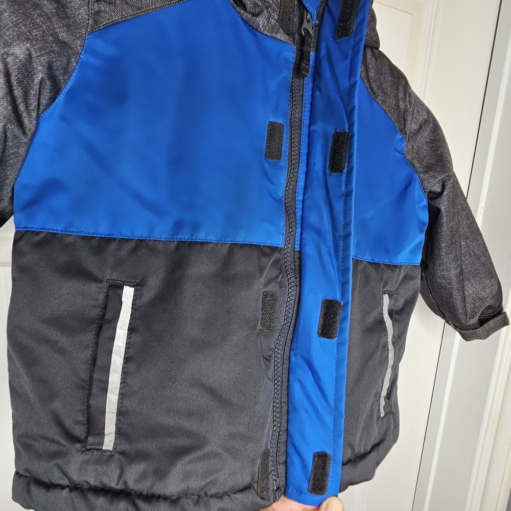 George Boys Blue Grey Hooded Winter Coat Fleece Lined Cozy Size 3T - Picture 7 of 15